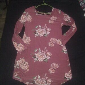 Dark Pink Flowery Mini Dress sz. XL